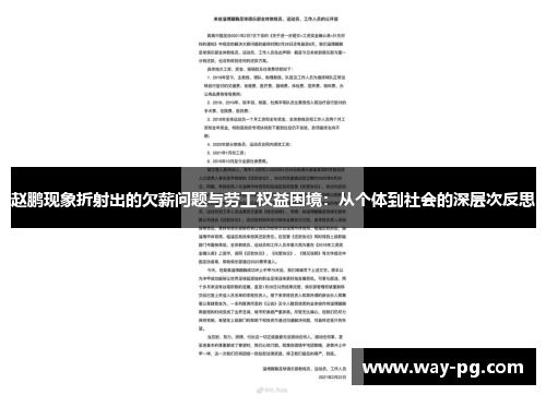 赵鹏现象折射出的欠薪问题与劳工权益困境:从个体到社会的深层次反思 赵鹏现象折射出的欠薪问题与劳工权益困境:从个体到社会的深层次反思