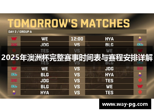 2025年澳洲杯完整赛事时间表与赛程安排详解